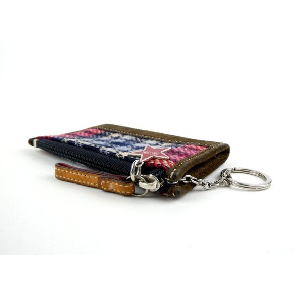 Coach Tartan Wool Mini Skinny Case w/ Keychain & Star Charm - Picture 2 of 14